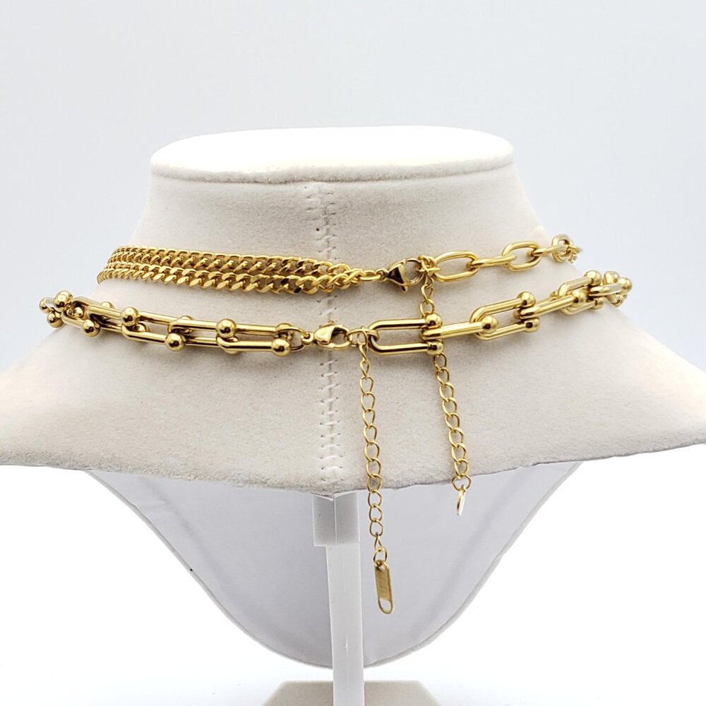 Double Chain Necklace with Authentic Louis Vuitton Padlock Pendant & Fresh Pearl - Picture 4 of 13